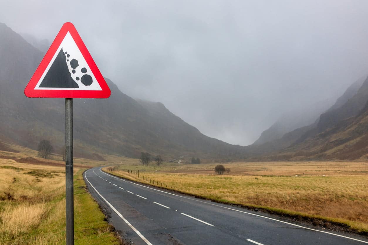 hazard of falling rocks